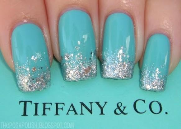 tiffany blue and gold nails