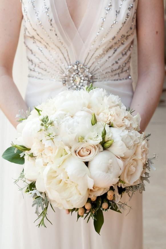 Classic White Roses And Peonies Wedding Bridal Bouquet 1411594 Weddbook