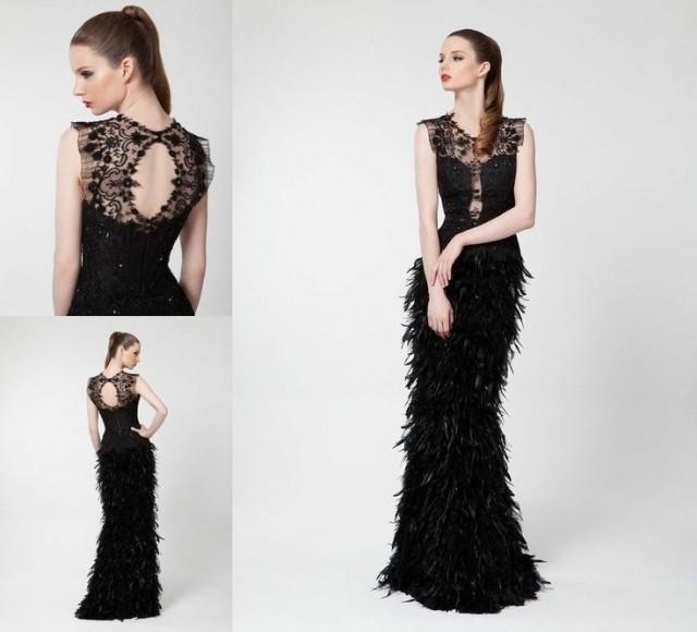 long feather gown