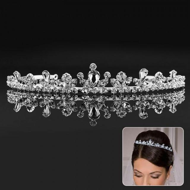 Bridal Rhinestone Diamante Silver Plated Tiara Crown Princess Prom Pageant 2042022 Weddbook