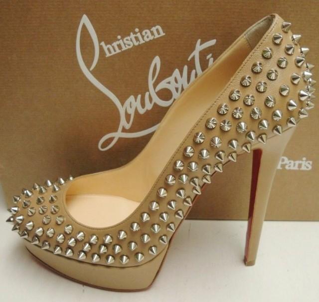 Christian Louboutin BIANCA SPIKES 140 Leather Platform Heels Pumps