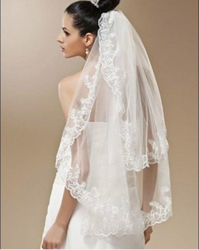 two tier ivory veil