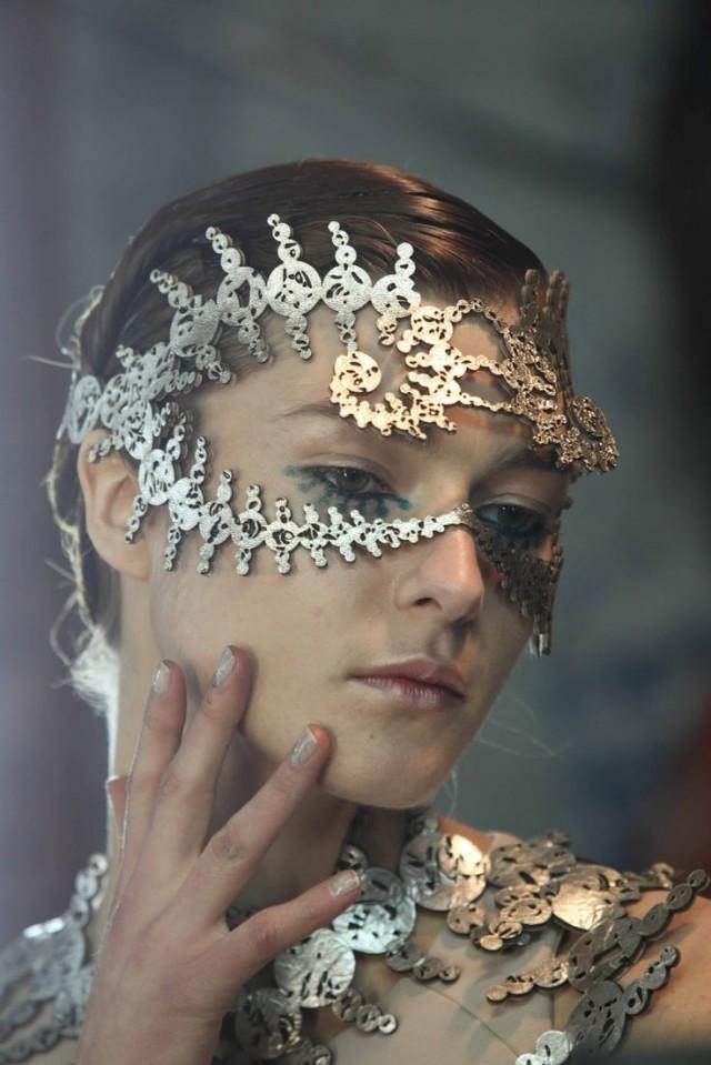 Metallic Mask As A Wedding Accessory Of Fractal Pattern