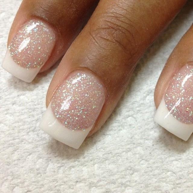 french nails with silver glitter