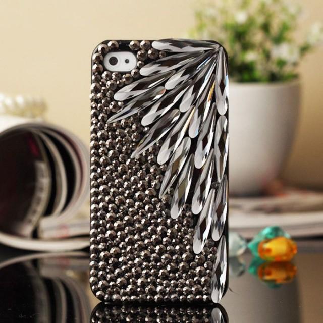 Handmade Bling Rhinestone Crystal Iphone4 4s 5 5s 5c Case Cover Gray Leaves 2063329 Weddbook