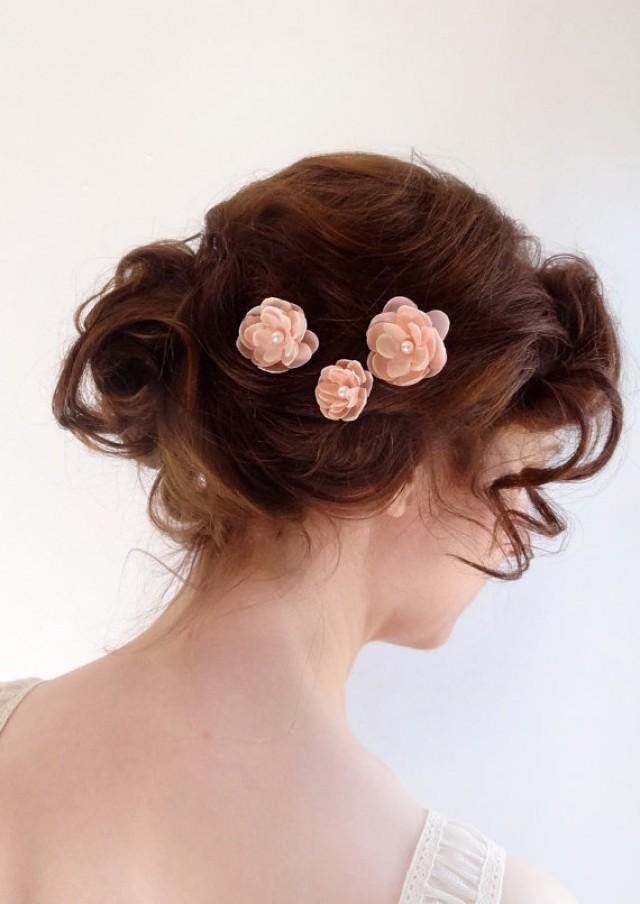 Blush Pink Hair Pins, Bridal Hair Piece, Wedding Hair Accessories