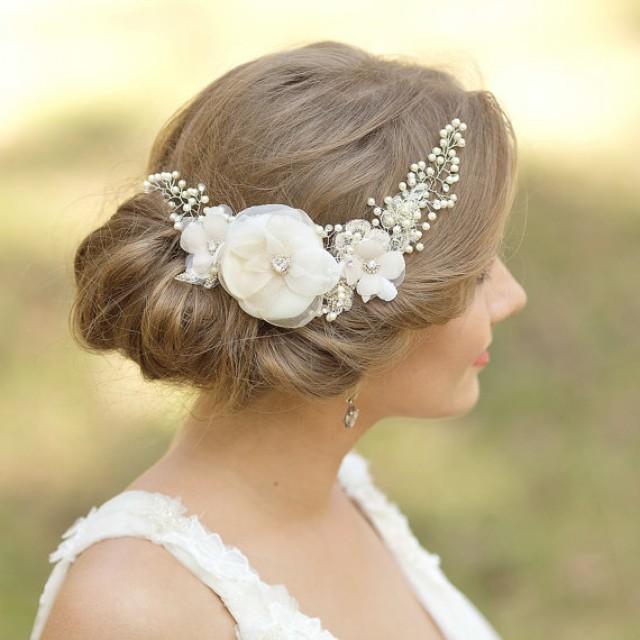 Bridal haircomb Bridal headpiece floral flower haircomb, Bridal hair accessories haircomb