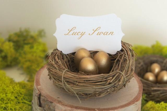 Gold Wedding Place Cards Nest Decorations Golden Table Setting