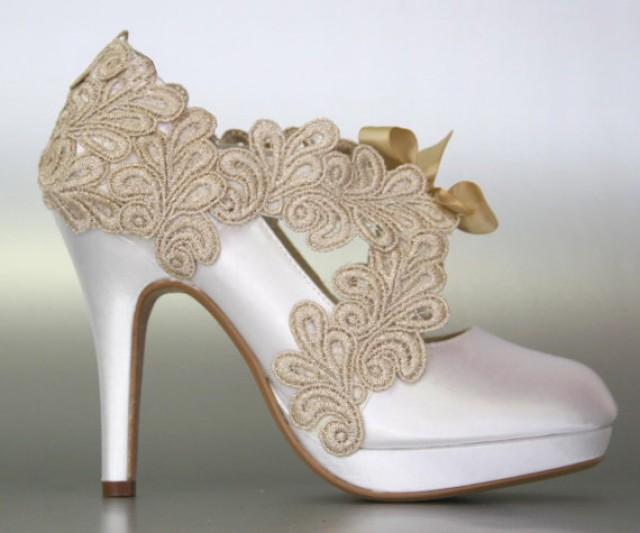 champagne lace shoes