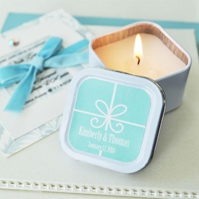 96 Personalized Square Tin Gift Box Theme Candles Wedding Bridal Shower
