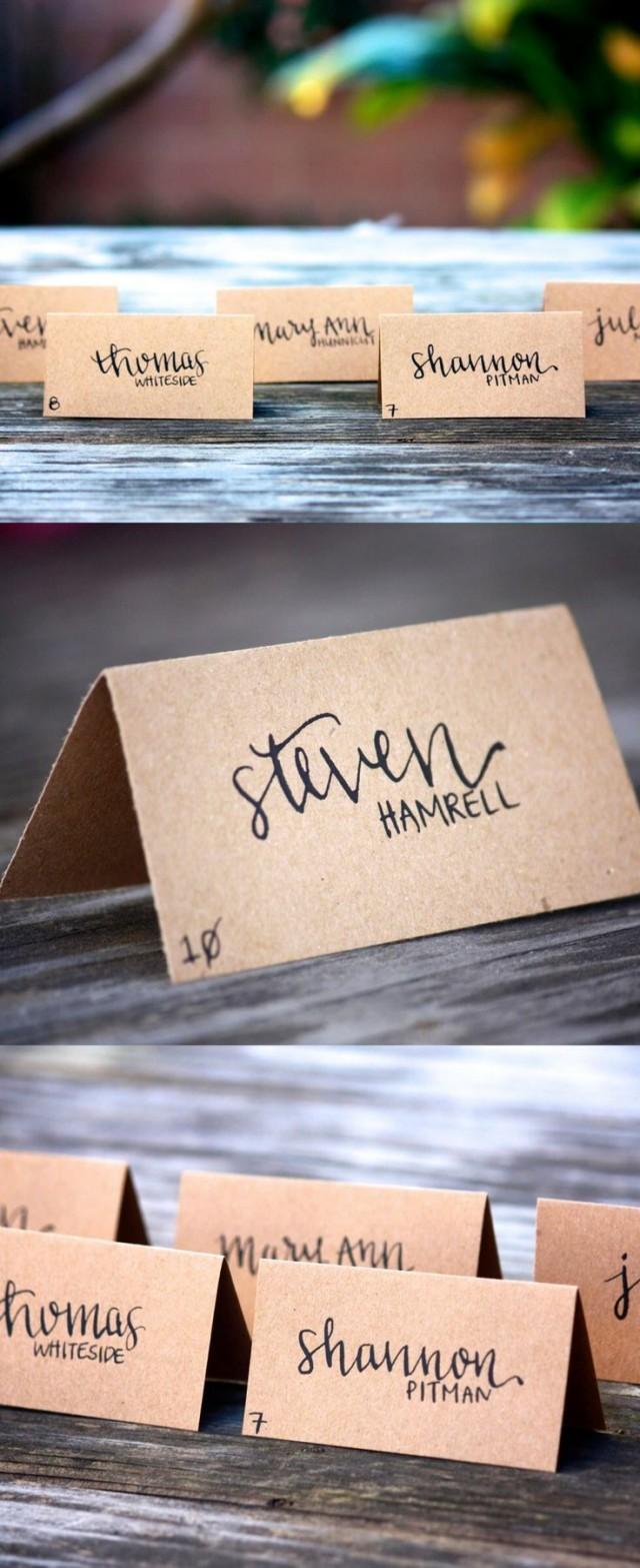 Wedding Place Cards Tent Fold Escort Card Black Calligraphy With 