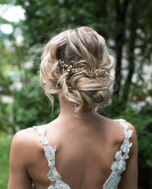 Boho Gold Hair Halo Hair Vine Flower Hair Crown Grecian Gold