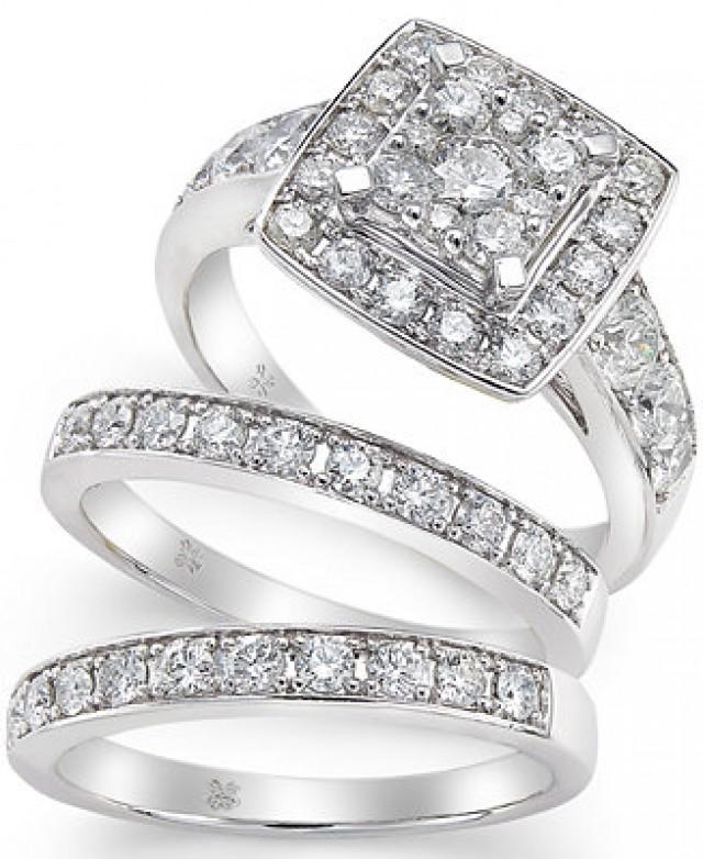 Macy's Diamond Engagement Ring Bridal Set (2 Ct. T.w.) In 14k White