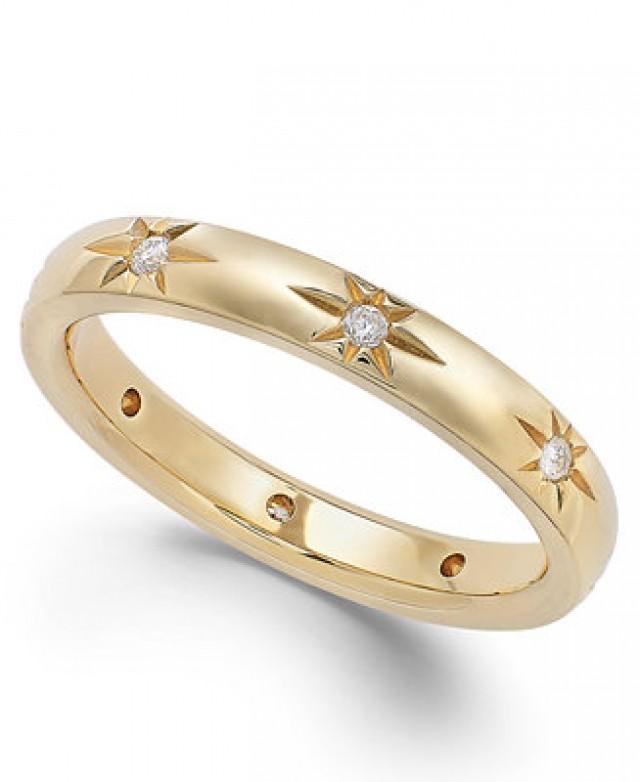 Marchesa Star By Marchesa Diamond Star Wedding Band In 18k Gold (1/8 Ct