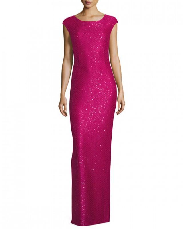 cap sleeve sequin gown