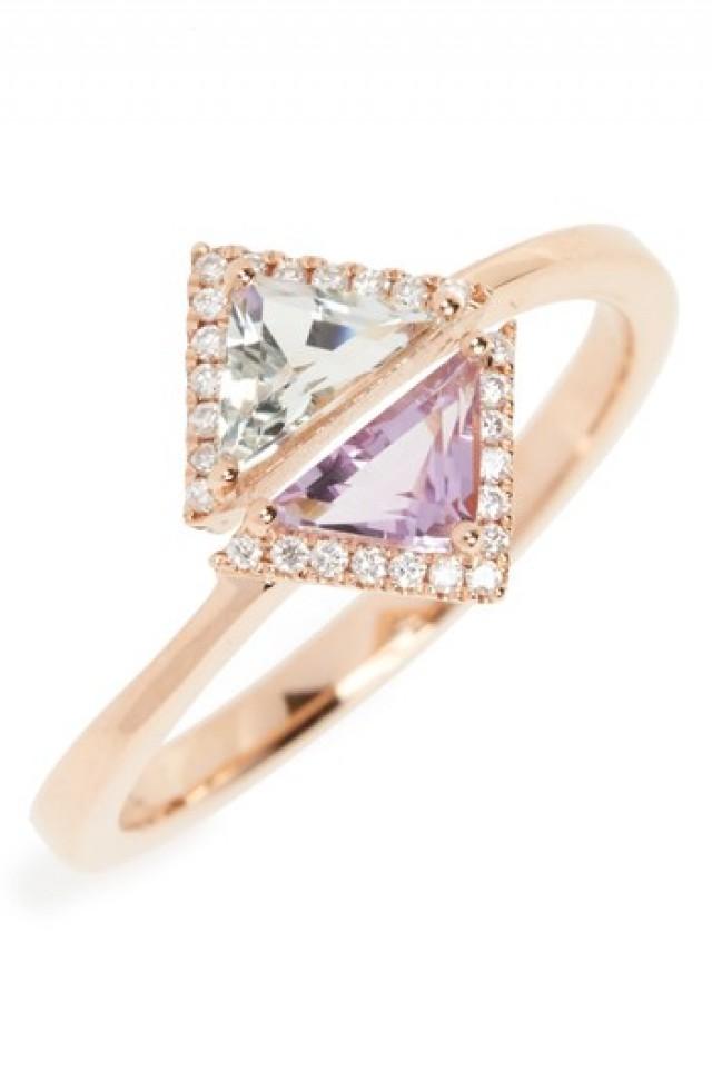 Bony Levy Iris Double Triangle Diamond & Semiprecious Stone Ring