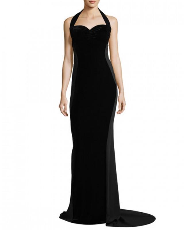 Sweetheart-Neck Halter Velvet Evening Gown #2787833 - Weddbook