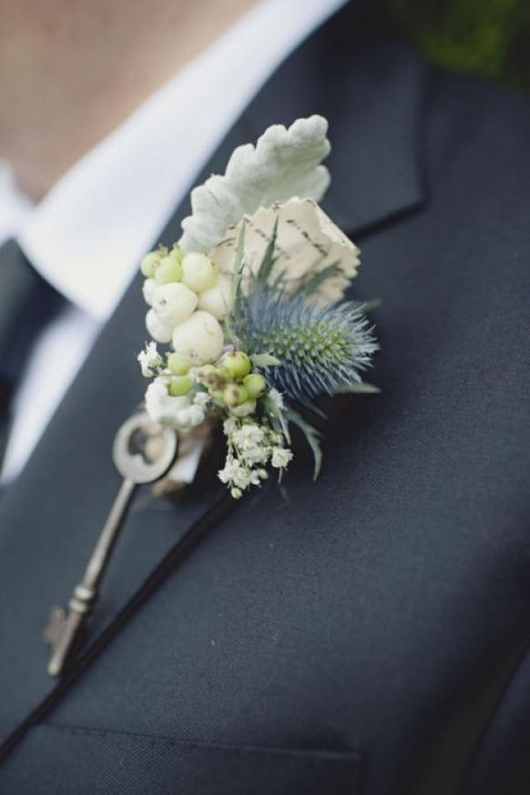 Winter Wedding - Vintage Boutonniere For Groom #791017 - Weddbook