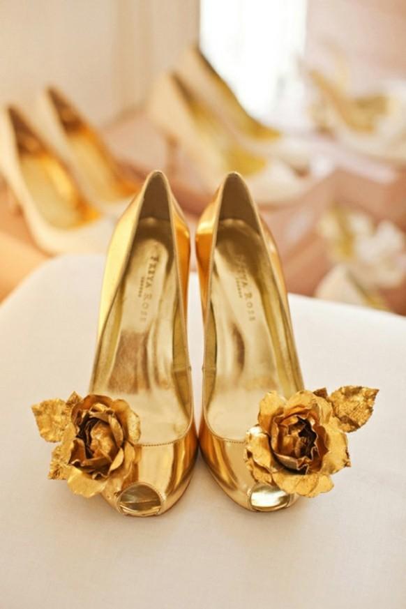 comfortable gold wedding shoes