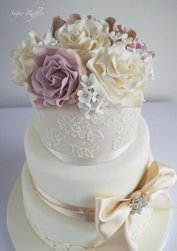 Wedding Cakes - Champagne Lace Wedding Cake #1987566 - Weddbook