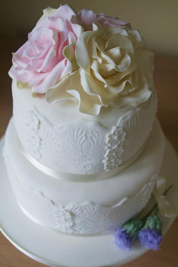 Wedding Cakes - Roses & Thistle Lace Wedding Cake #1987694 - Weddbook