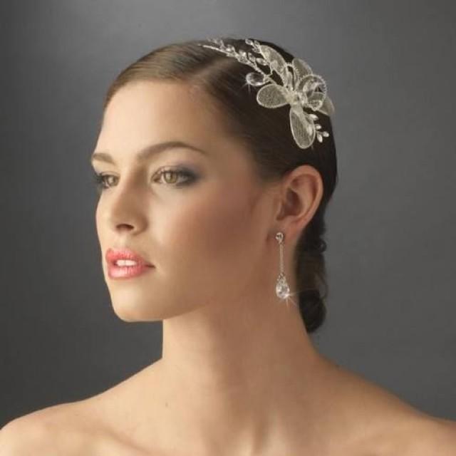 NWT Silver Dainty Floral Bridal Side Accent Headband #2045656 - Weddbook