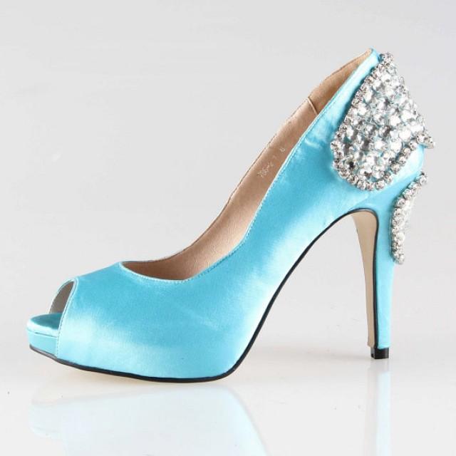 Handmad Malibu Tiffany Blue Crystal Shoes Wedding Shoes Party Shoes ...