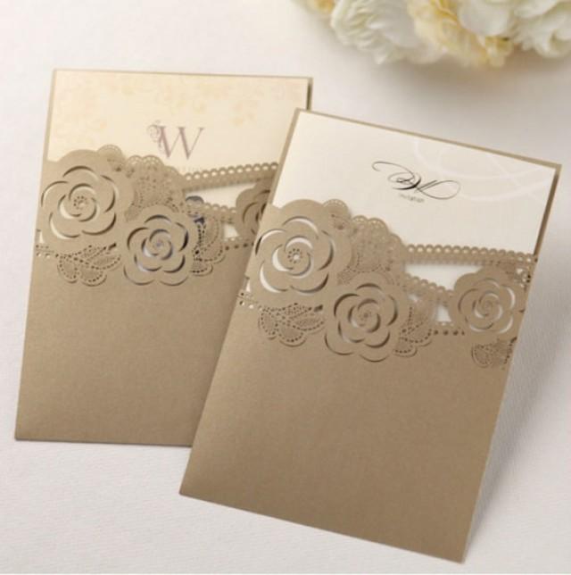 Pearl Gold Laser Cut Custom Wedding Invitation 2260379 Weddbook