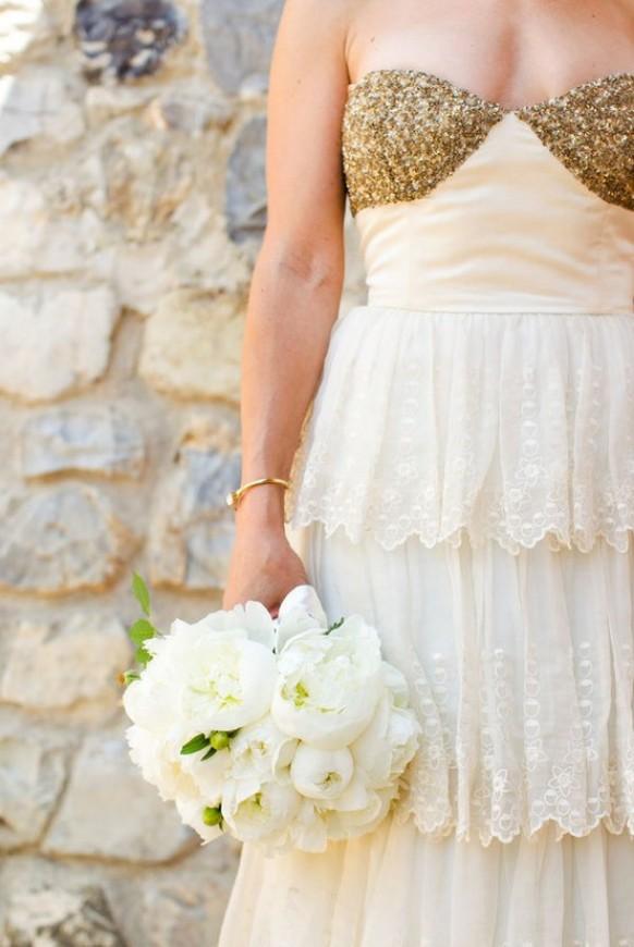 Silk Dresses - Gold Glitter Wedding Dress #789700 - Weddbook